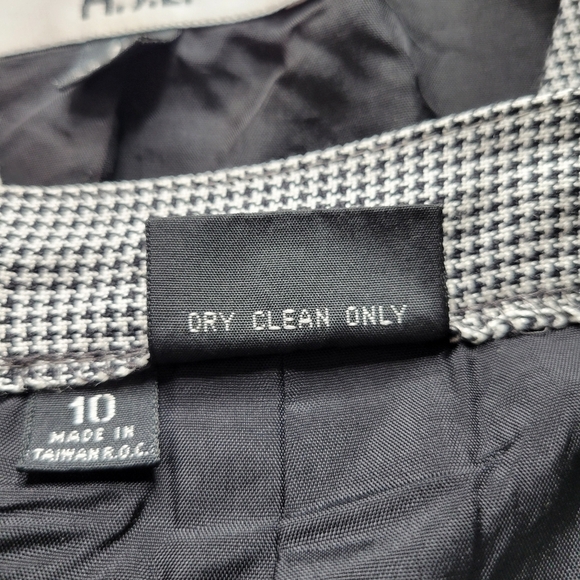 Kasper ASL Midi Skirt Suit 10 Black White Houndstooth Double Breasted Jabot - Picture 9 of 10